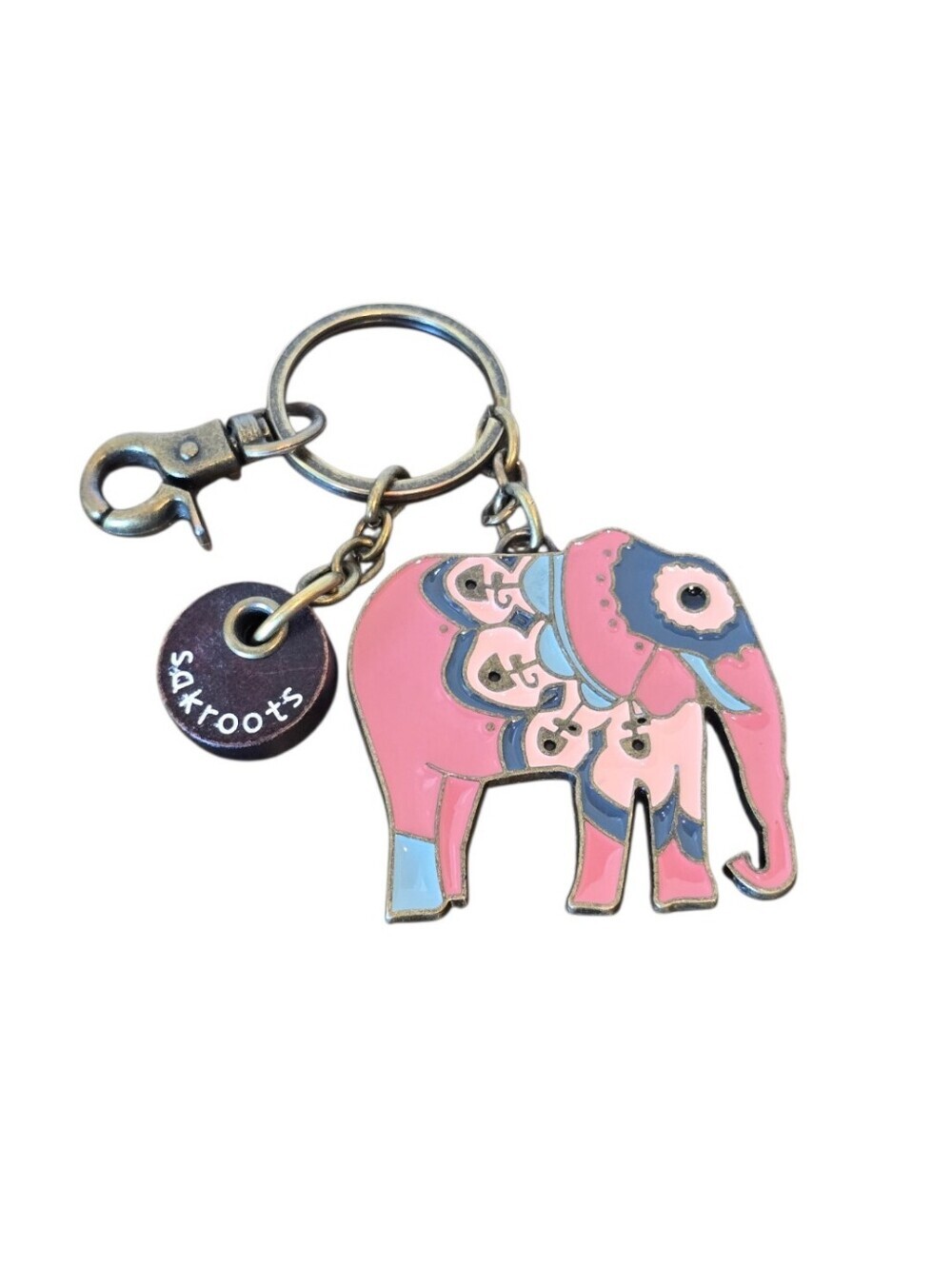 Sakroots Pink Enamel Metal Elephant Bag Charm Key Chain